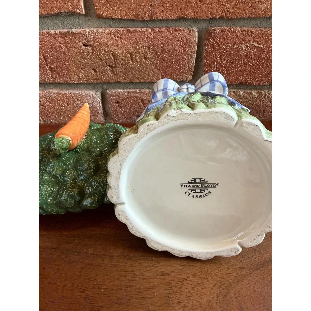 Vintage Fitz & Floyd Ceramic Broccoli Carrot Canister Cookie Jar